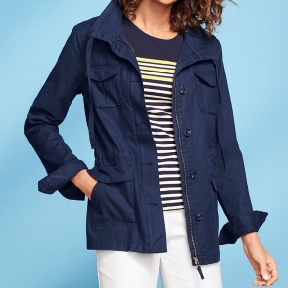 Talbots NWOT Women’s Navy Safari Field Jacket Cotton Blend, size Medium - Picture 16 of 16